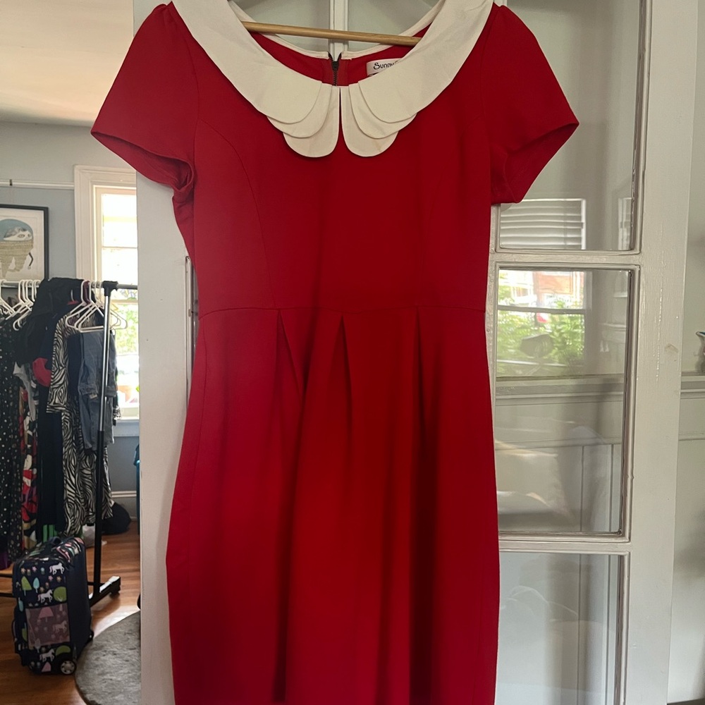 ModCloth Red Dress with White Collar